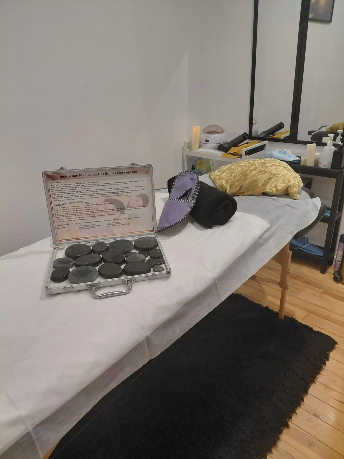 Mallette de pierres chaudes de massage prête à l'usage